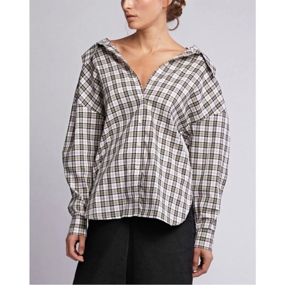 Tibi Kingston plaid shirt with matching tie and back zip